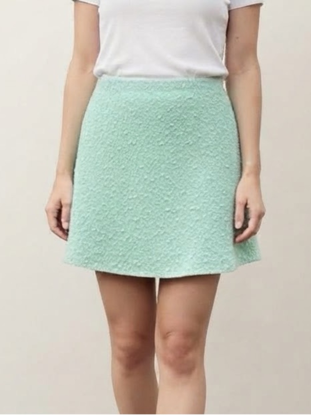 Zara Sz S Tweed Mint Green Mini Skirt